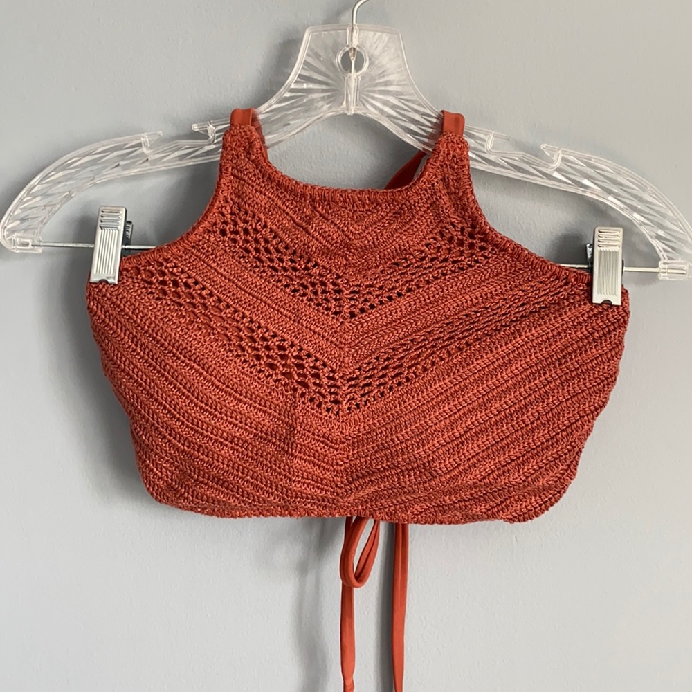 Xhilaration D/DD Coral Croche Target Swim Top